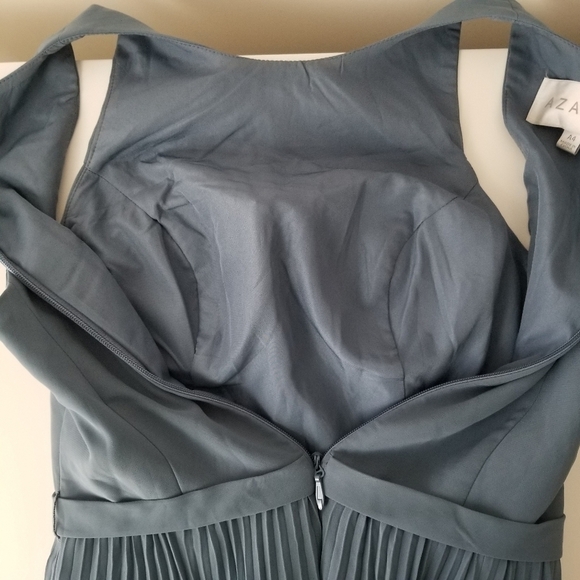 Azazie Lindie A-Line Pleated Chiffon Floor-Length Bridesmaid Dress Size A4 - Picture 12 of 15